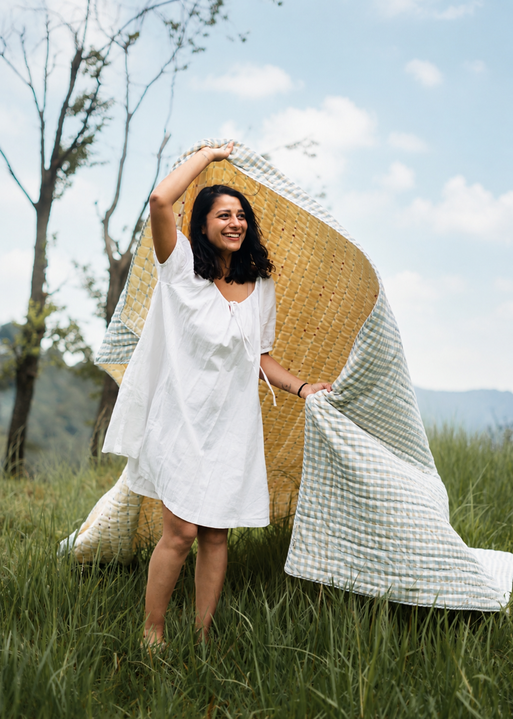 Checkered Beige Quilt