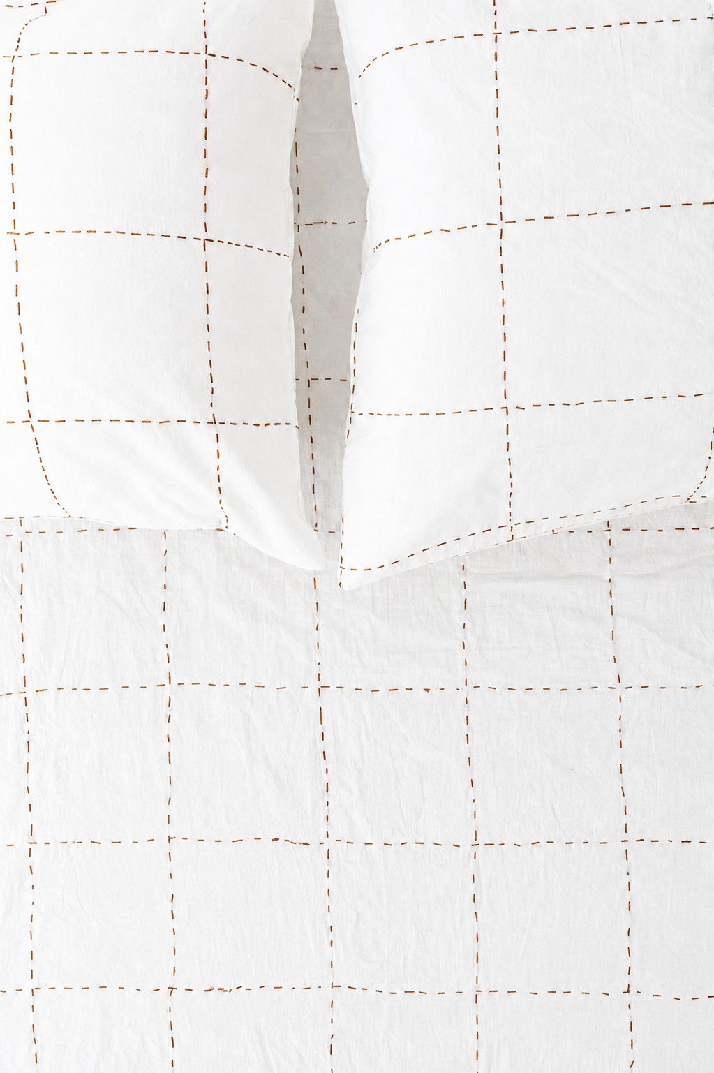Checks Kantha Rust Bedsheet