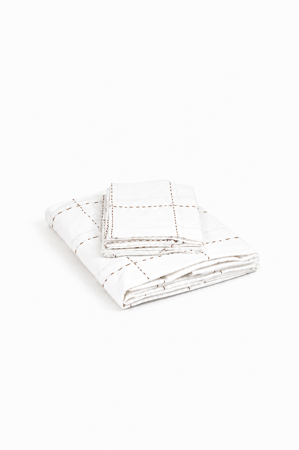 Checks Kantha Rust Bedsheet