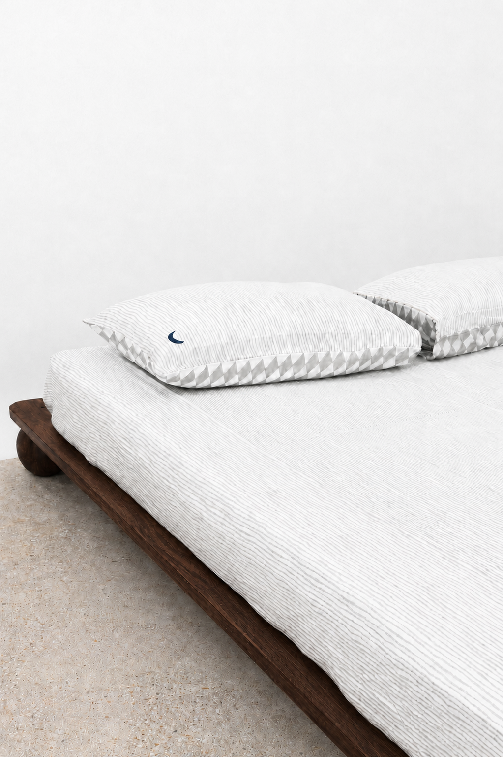 Plain Grey Stripe Bedsheet - Chand Sitara