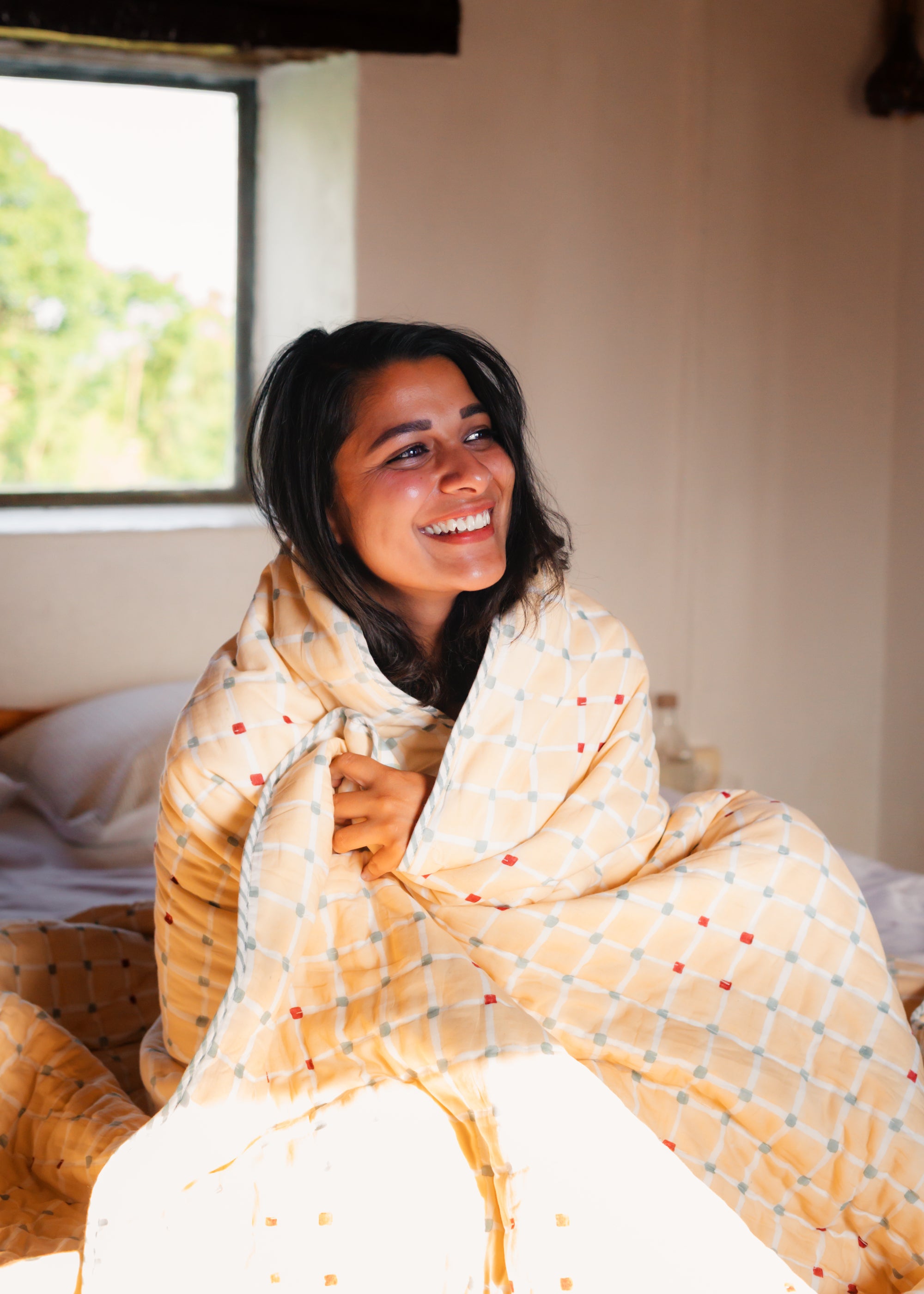 Checkered Beige Quilt